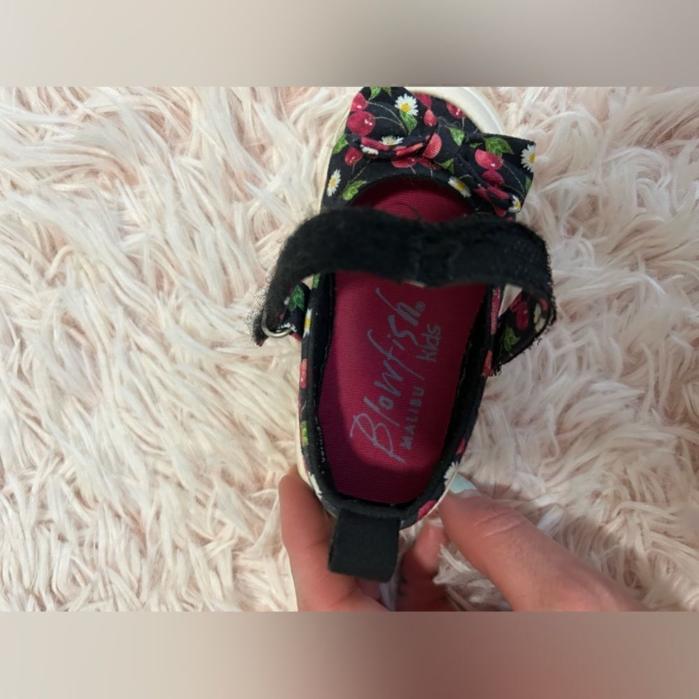 Blowfish Malibu Kids Verona Black Red Floral Cherry Bow Mary Jane Flats Baby 5 - Picture 5 of 10